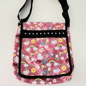 Hello Kitty Sanrio Girls Crossbody Messenger Bag Pink Rainbow Kitty